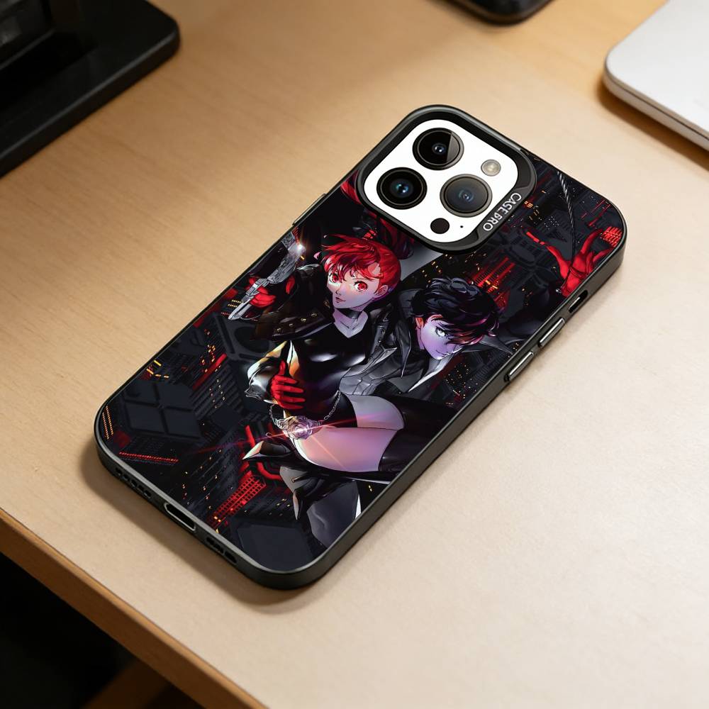 games-Wallpaper Persona 5  Phone Case For iPhone 17,16,15,14,13,12,11 Plus,Pro Max,XS,Colored Silver Plated Inside Cover