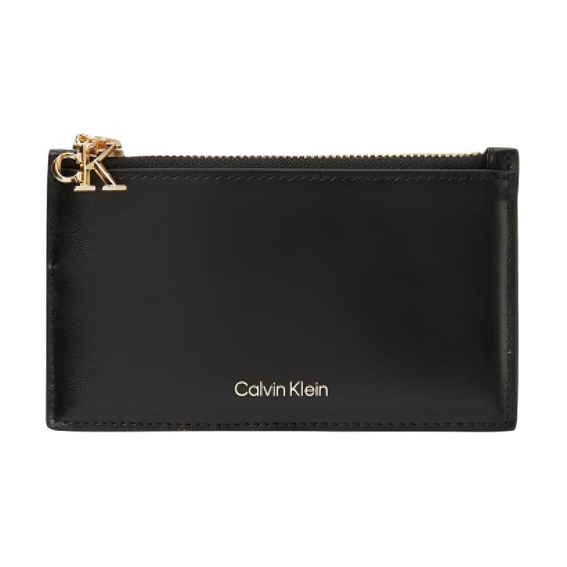 Calvin Klein Brand Logo Hardware Letters Leather Card Holder Women s Black чёрный