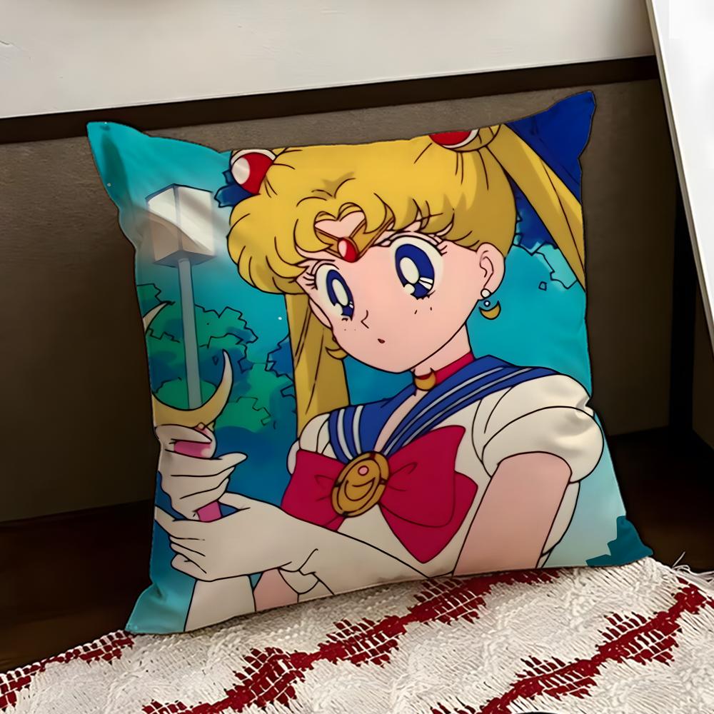 SSailor Anime MMoon Cushion Cover Reversible Soft Durable Pillow Cover Home Car MultiScene Use for Daily Comfort