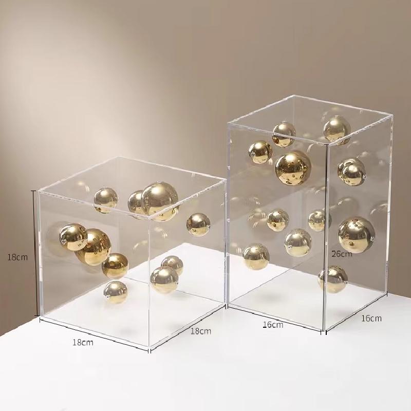 European-style Square Acrylic Cover Ball Ornaments Living Room Porch TV Cabinet Model Room Home High-end Decorations Modern