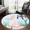 1PC Mermaid Shell Non-Slip Floor Round Carpet, Office, Family, Bedroom, Large Area Rug Indoor Rugs,  Durable Polyester-Z0414