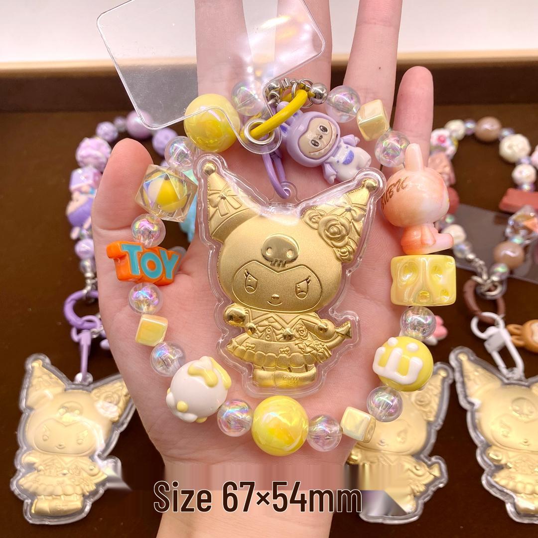 

Sanrio Kuromi 999 Gold Keychain: Cartoon Pendant & Car Ornament Gift Imitation Gold Leaf жёлтый
