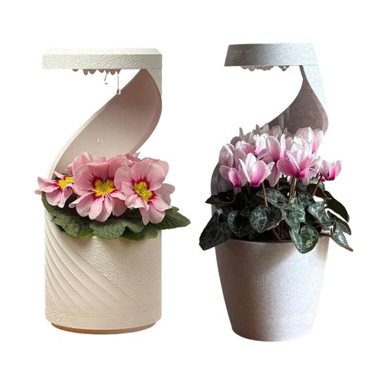 Cloud Watering Planter with Hidden Drainage Tray Self Watering Planter with Slow Drip Rain Effect Modern Desktop Flower Pot for Succulents Herbs Home