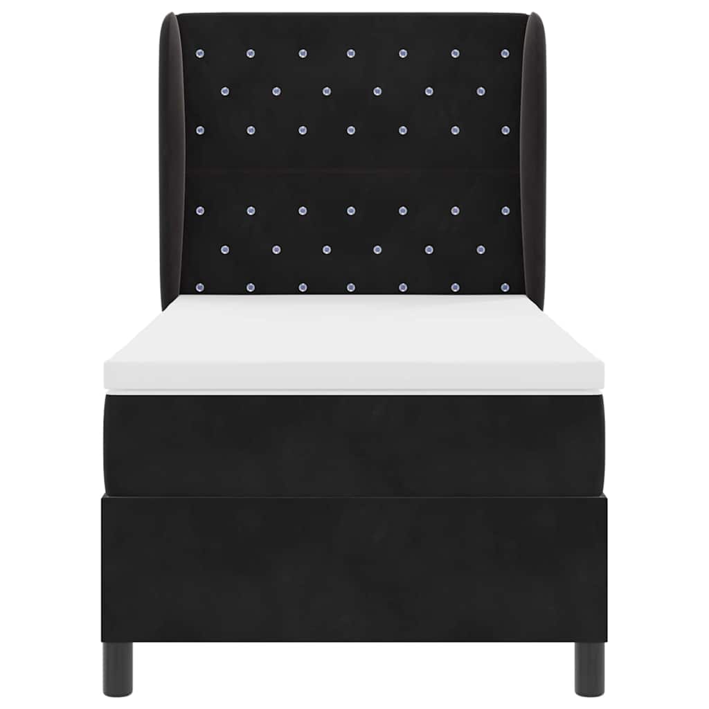 Box Spring Bed with Mattress Black 190 X 90 Cm Velvet