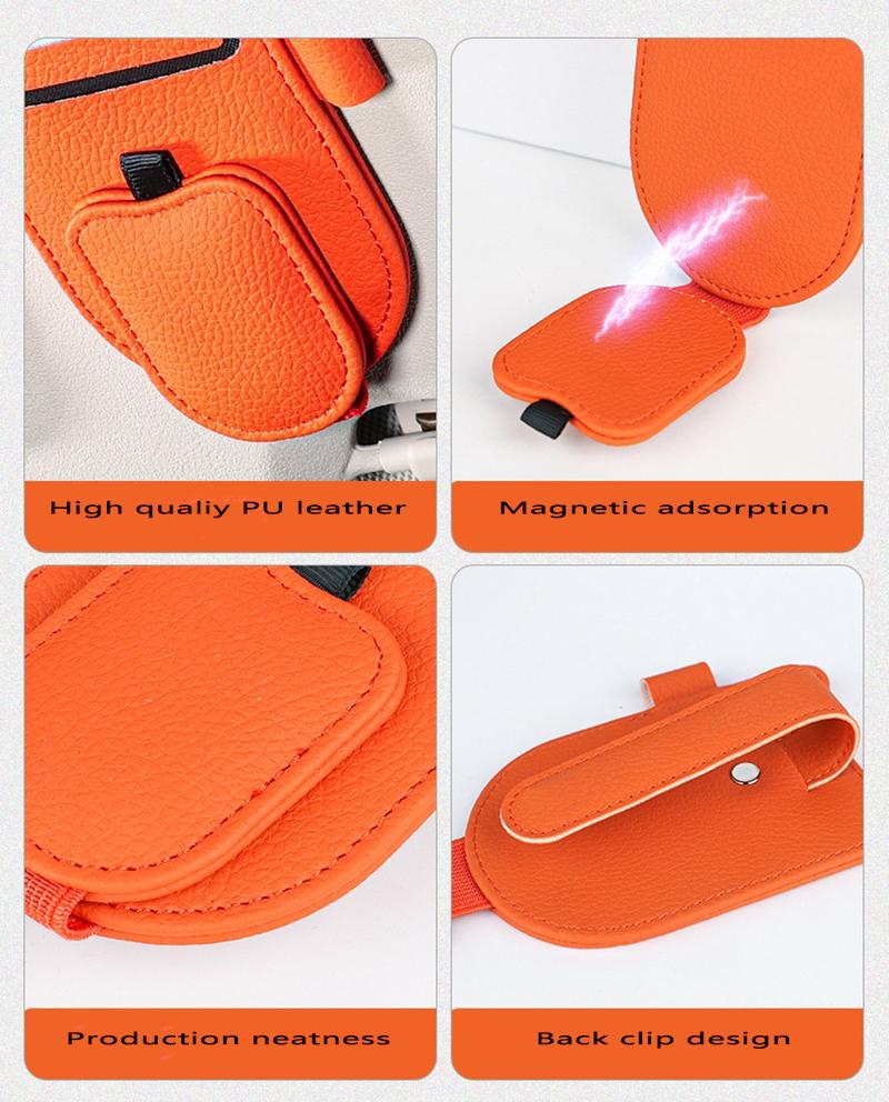 Magnetic Car Glasses Clip Sun Visor Sunglasses Holder Multifunctional PU Eyeglasses Hanger Portable Ticket Card Clip Auto Parts