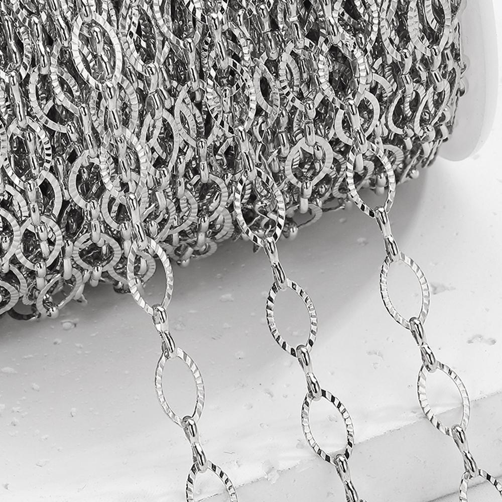 

2meters 1meter 6.5mm Stainless Steel Gold Color Oval Embossing Chains for Jewelry Making DIY Necklace Bracelet Wholesale 1meter