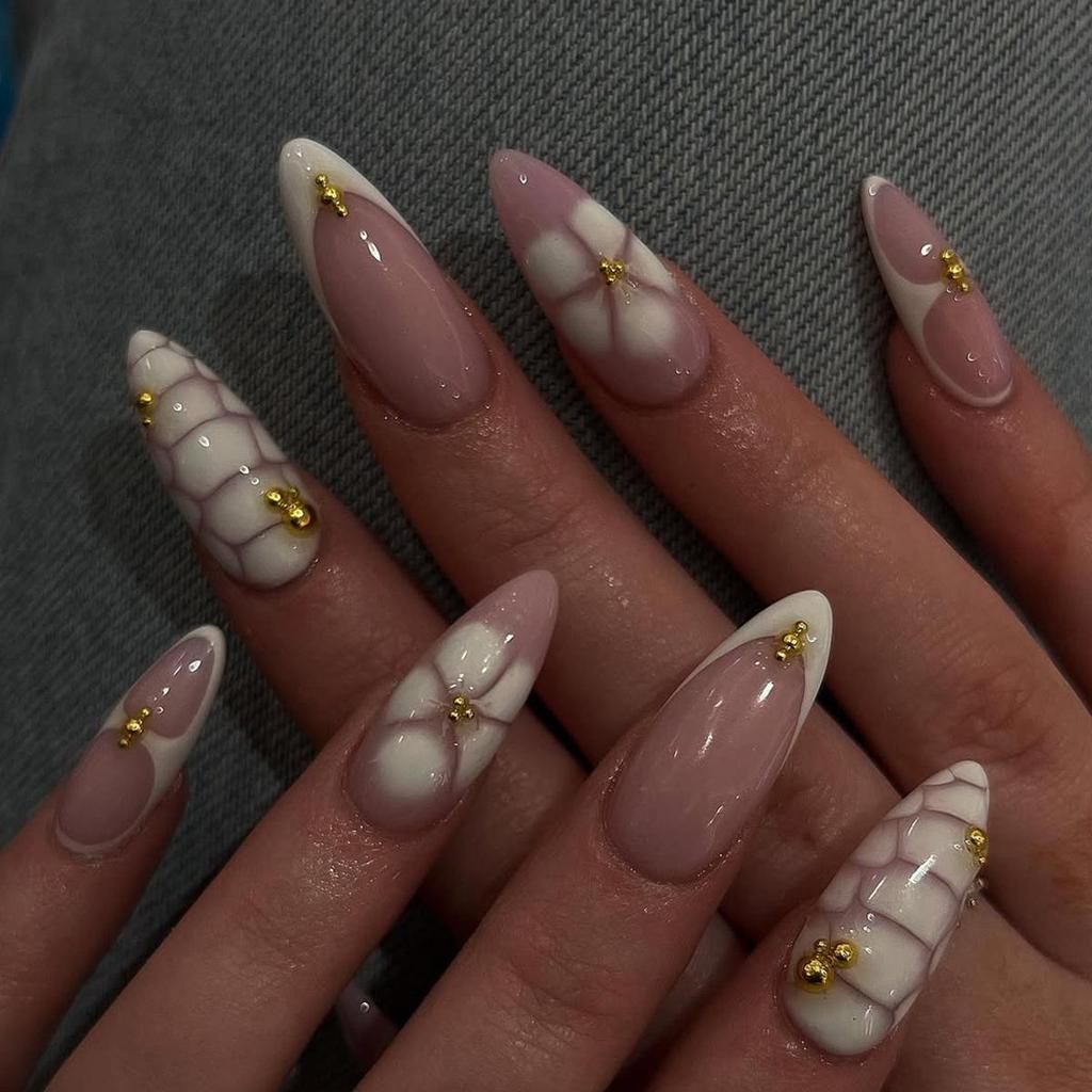 High-End French Almond Press-On Nails - Medium-Long, Stylish & Elegant