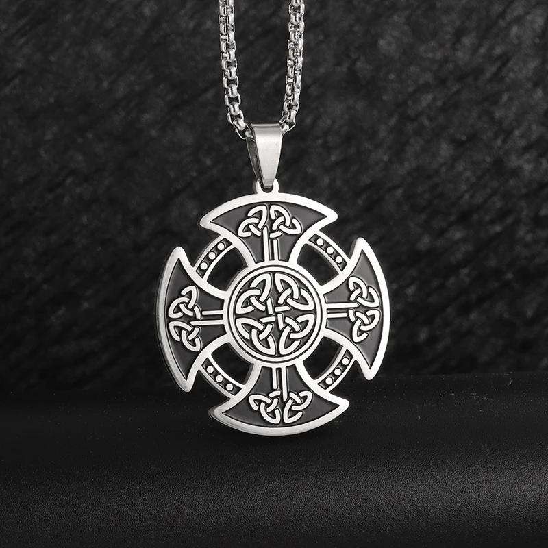 Island Severský Vegvisir Helma Runový Kruh Hrůzy Nerezová Ocel Přívěsek Kožená Šňůrka Řetízek Amulet Pánské Šperky
