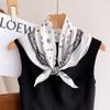 Spring Summer Simulation Silk Cashew Pattern Fashionable Small Fresh Printed Lace Square Scarf Artistic Decoration Women