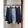 FOG SACAI SS23 Striped Patchwork Zipper Midi Skirt - Casual Pleated Design