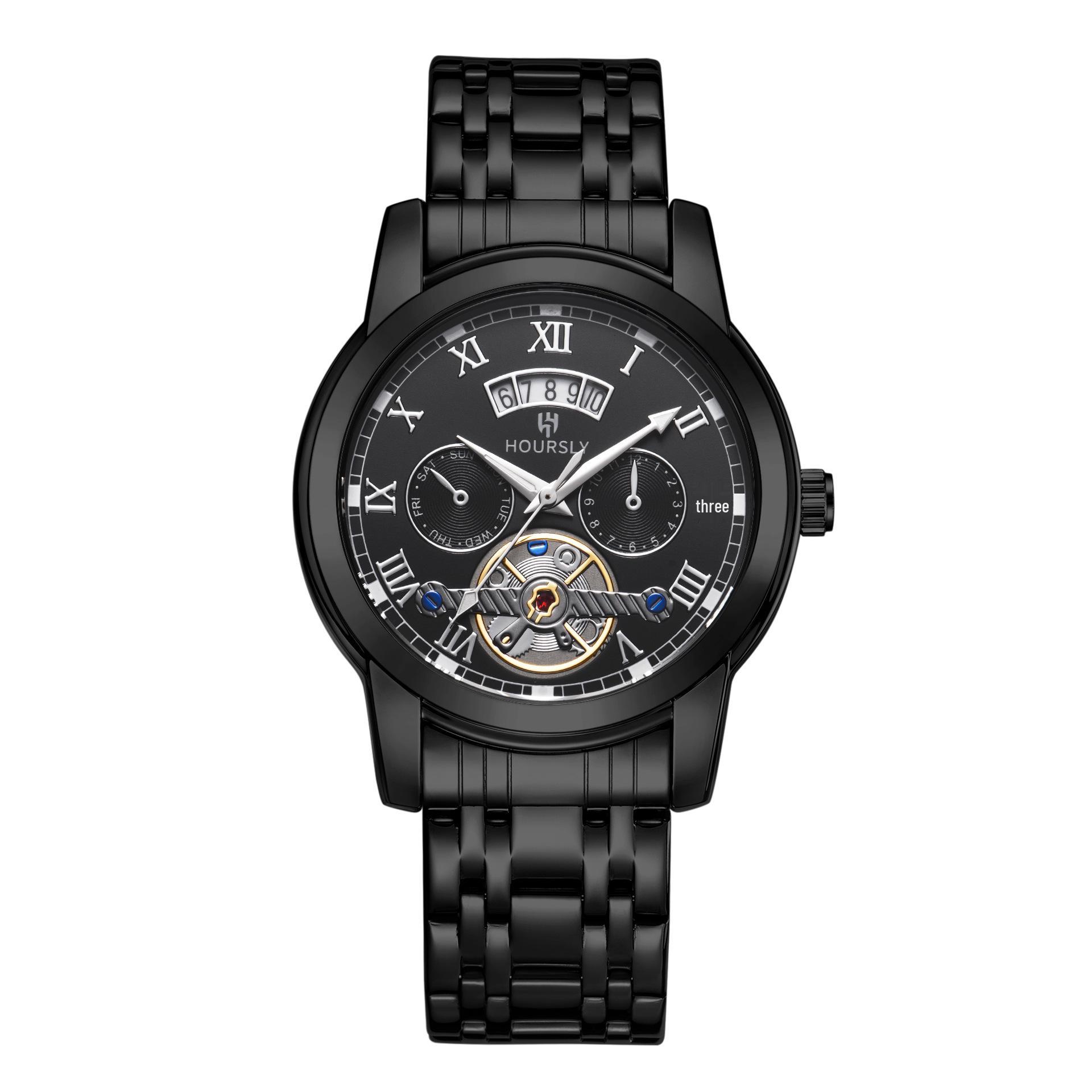 

Мужские кварцевые часы-турбийон: Модные наручные часы со стальным браслетом