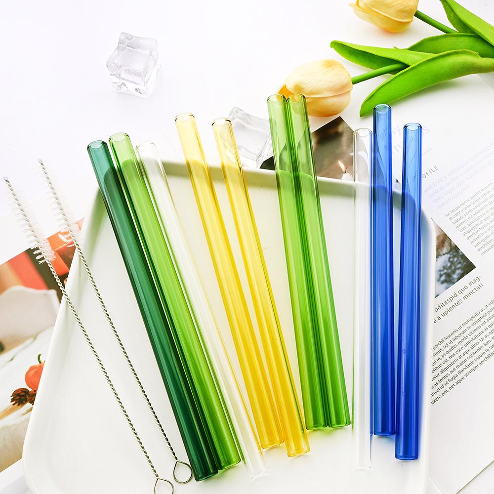 10Pcs Reusable Drinking Straw Glass Straws Eco-friendly High Borosilicate Glass Straw Tube Party Bar Drinkware Bar Accessories