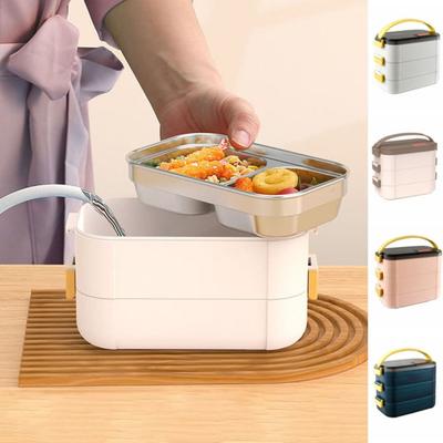 3 Layers Compartment Portable Insulated Lunch Box Stainless Steel Food Snacks Box  Canteen