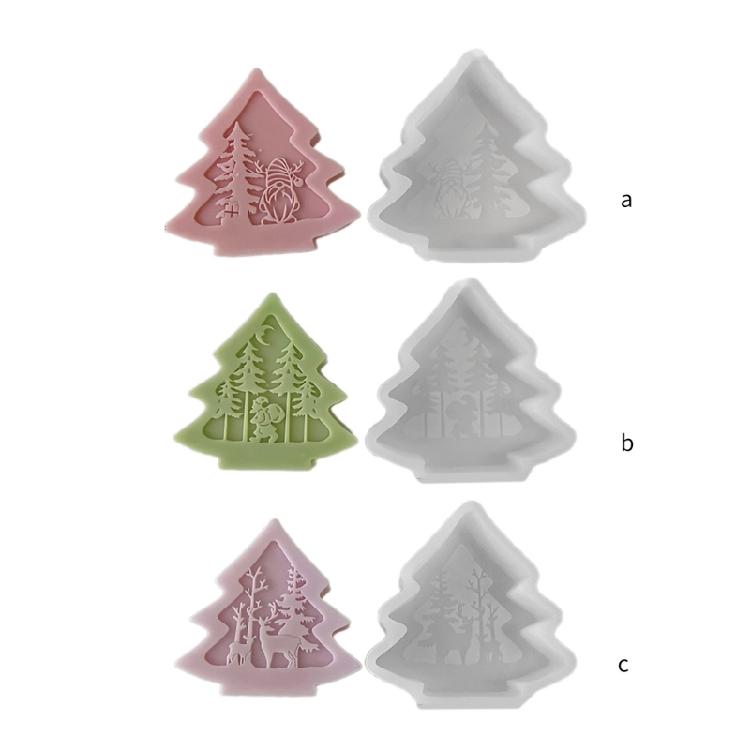Reusable Silicone Mold Christmas Tree Shaped Candle Mould Creative Aromatherapy Making Mold Festive Decoration Supplies