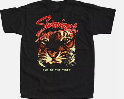 חולצת טי שירט שחורה וינטג' Survivor Band עין הנמר כותנה S-4XL יוניסקס