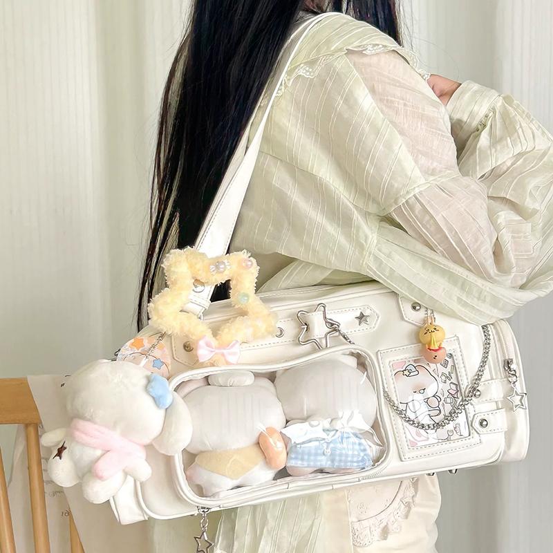 New Y2k Star Chain Ita Bag Large Capacity Transparent Crossbody Bag Diy Display Handbag Candy Color Cute Japanese Shoulder Bag