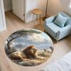 Lion pattern round rug,Carpet Rug for Living Room Bedroom Playroom ,Non-slip Floor Mat,Holiday Gifts and Birthday Gifts.