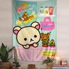 Rilakkuma  Korilakkuma Scooter Tapestry  Cute Pink Wall Hanging with SanX Characters Ideal for Cozy Bedroom  Kawaii Decor