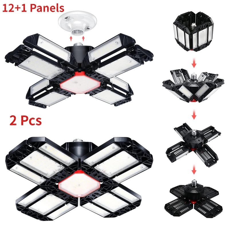 1/2/3 STÜCK 12 Verstellbare Paneele LED Garagenleuchten E26/E27 Deckenbeleuchtung 75W Verformbares LED Nachtlicht für Werkstatt Lager