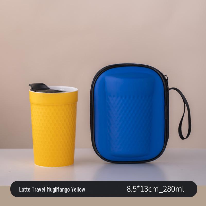 

Lingmei Dual-Layer Insulated Ceramic Mug with Lid - Anti-scald Coffee, Latte, Americano, or Cola Cup Other