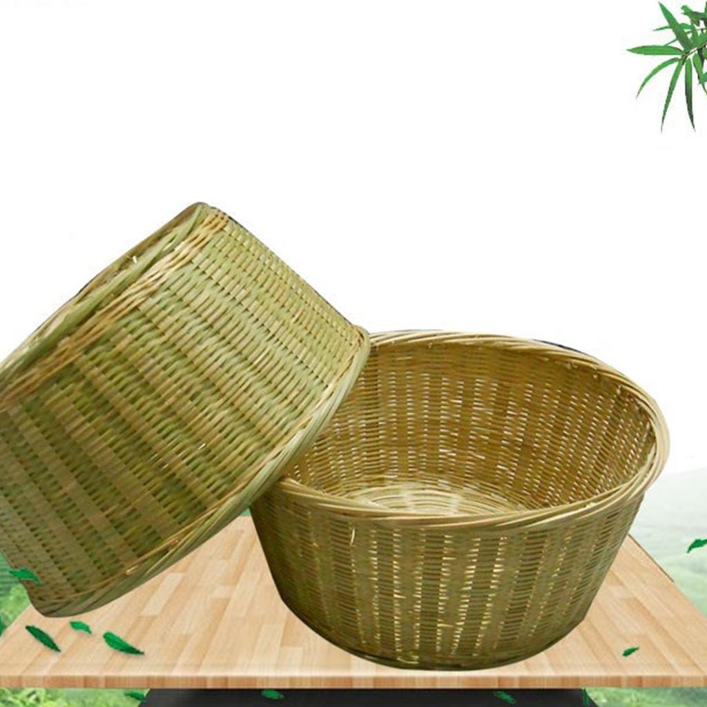 Bread Serving Basket Handmade Rattan Storage Round Food