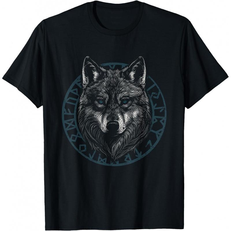 Wolf Fenris Wolf Fenrir Viking Valhalla Runes Germanic Gift t shirt Norse Myths Son of Odin Graphic clothes All size tops S