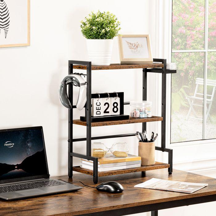Étagère à épices - hoobro - 3 niveaux - marron rustique - métal - style industriel