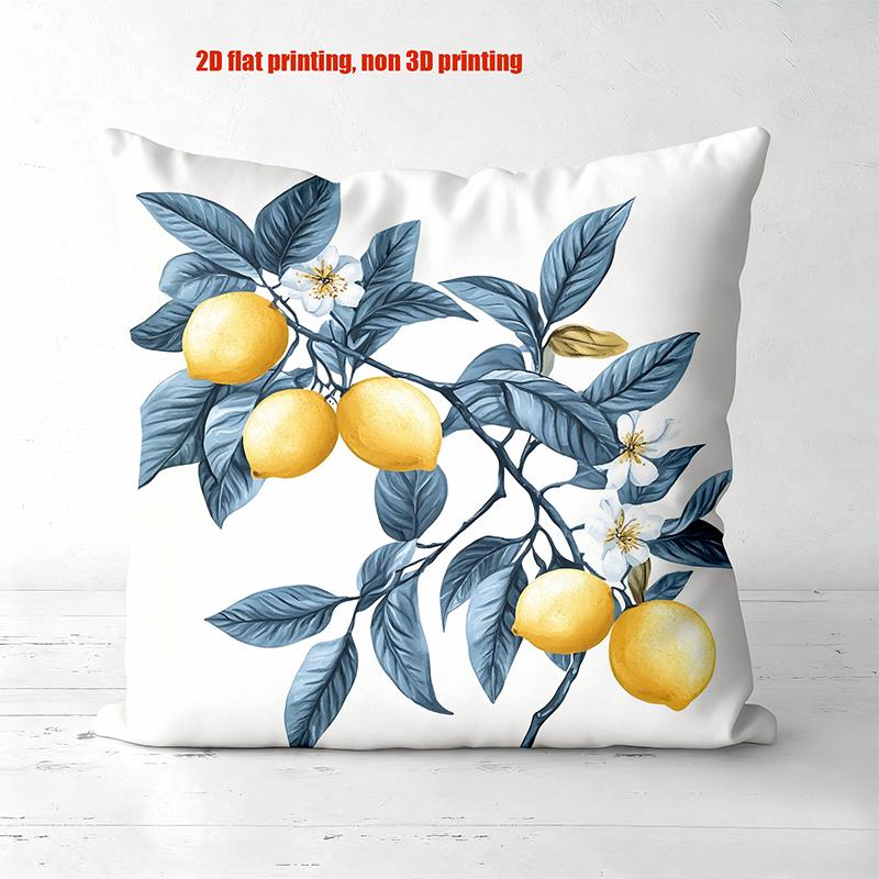 

Lemon Branch Patterned Pillows 2D Flat Printed Polyester pillowcase, sofa decorative cushion cov Headboard Pillow 45x45cm