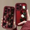 Weinrot Rose Weißrose Handyhüllen für IPhone 16 15 Pro Max Hüllen IPhone 16e 11 12 13 14 Pro X XS 7 8 Plus Sturzfeste Abdeckungen