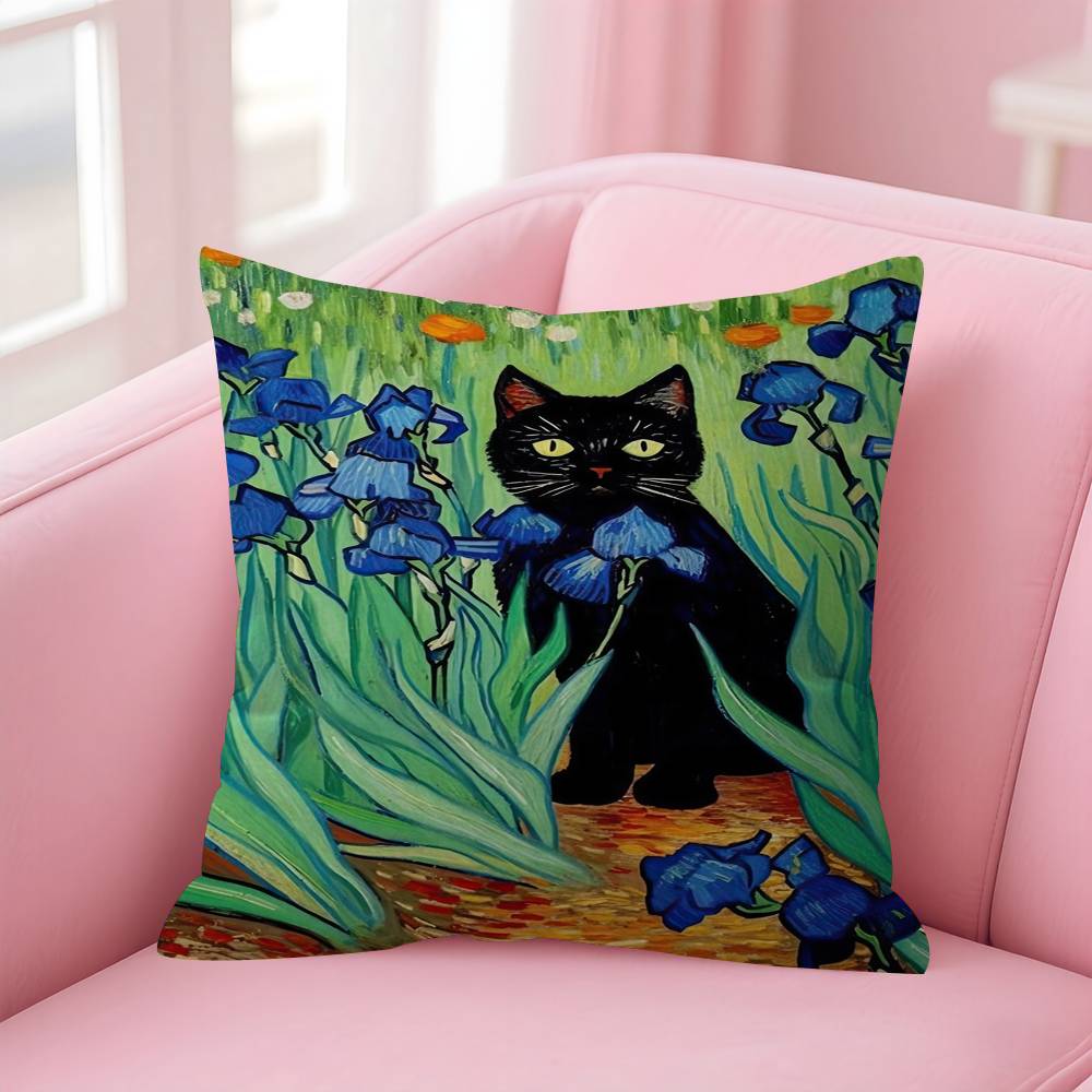 Painting Of A Cat Cushion Cover Pillowcase Upholstery Sofa Throw Pillow Home Decor Pillowcas