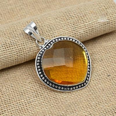Faceted Citrine Topaz Gemstone Handmade 925 Sterling Silver Wonderful Pendant Jewelry