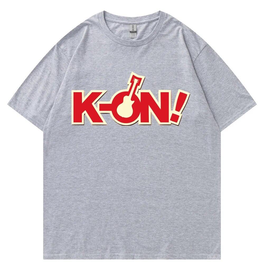T-Shirt Unisex k-on Grafik weißes T-Shirt Vintage Grunge Japan T-Shirt Grafikästhetik Übergroßes Baumwoll-Kurzarm-T-Shirt T-Shirt