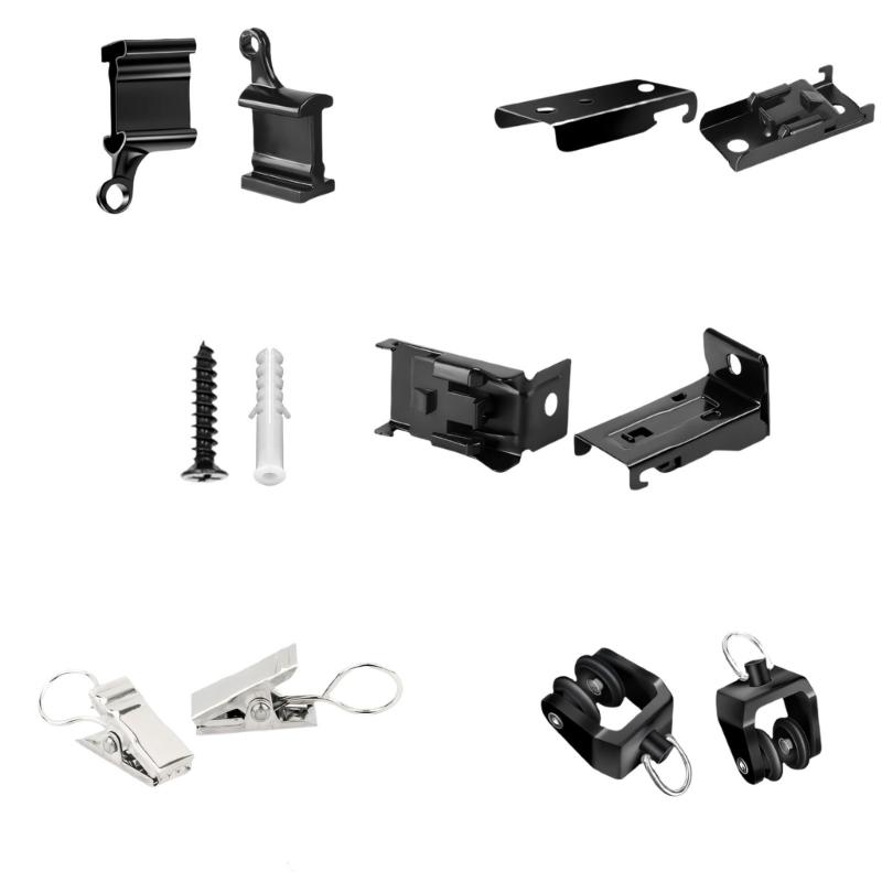 Ceiling Curtain Track Accessories Flexible Curtain Track Wall Mount Brackets Bendable Curtain Rail Hardware Set 1