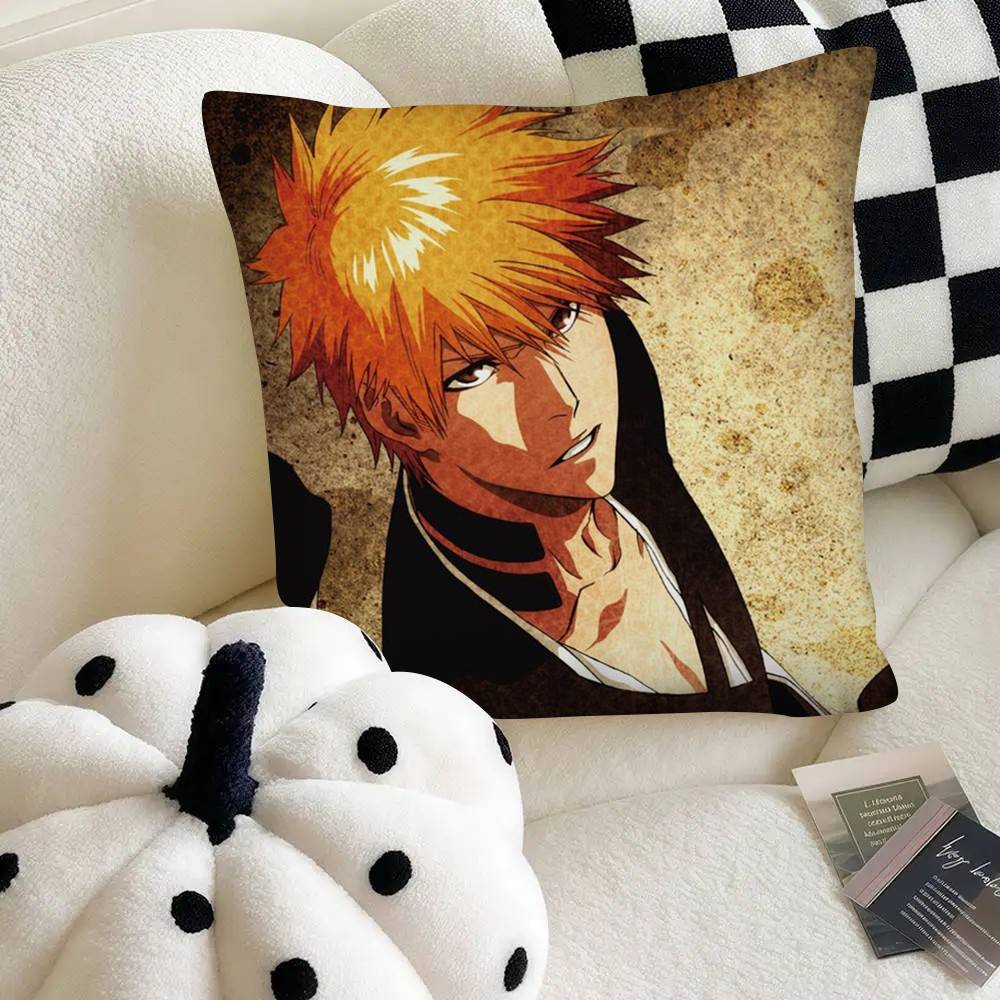 Vintage Bleach Anime Kurosaki Ichigo Kissenbezug Quadratisches Kissen Schlafzimmer Sofa Freizeit Komfort Kissen Auto Heimdekoration