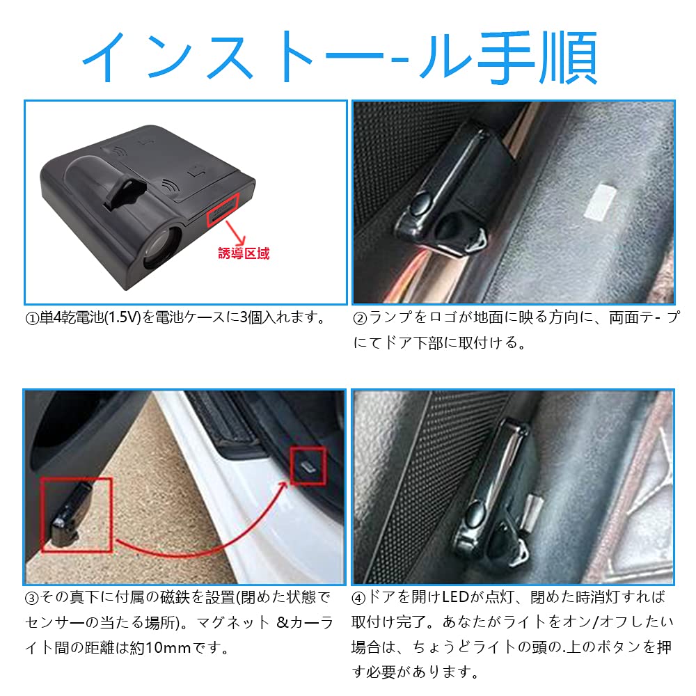 Akarin 2-Piece Universal Honda Wireless Car Logo Light LED Welcome Ride-On Door Courtesy Light for Honda Vellfire and Mugen