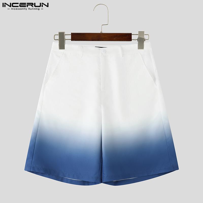 INCERUN Two Pieces Men Sleeveless Gradient Thin Waistcoat and Loose Shorts Outfits Sets