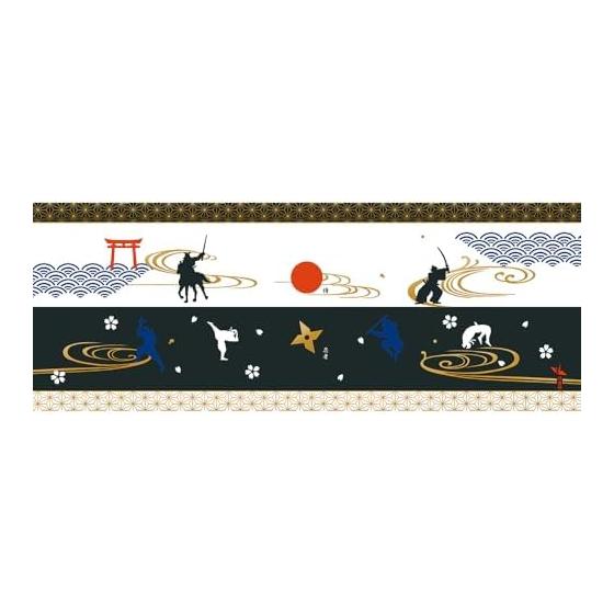 Hamamonyo Samurai Ninja Headband - Funny Tenugui Towel, 100% Cotton, Approx. 34cm x 90cm