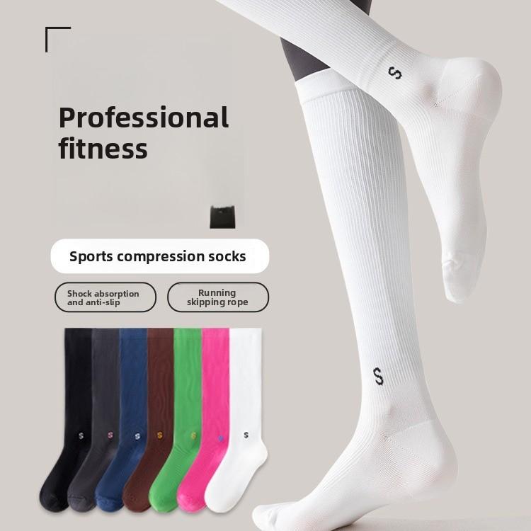 Ladies Spring and Autumn Professional Jump Rope Running Pilates Fitness Exercise Lean Leg Non Slip Breathable Pressure Calf Socks