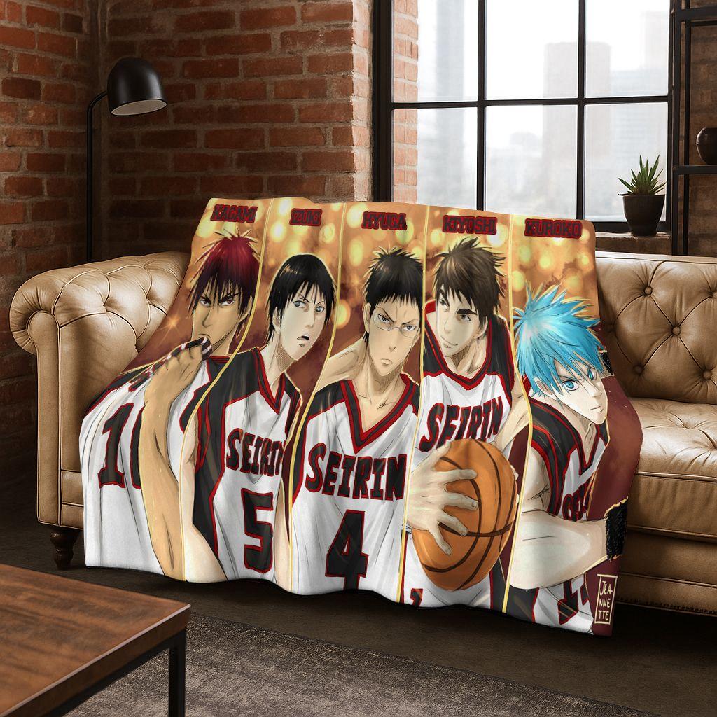 Anime Kuroko's Basketball Cartoon Art Flannel Blanket,Cozy Soft Throw Blanket for Home Bedroom Bed Sofa Picnic Cover Gift Kids