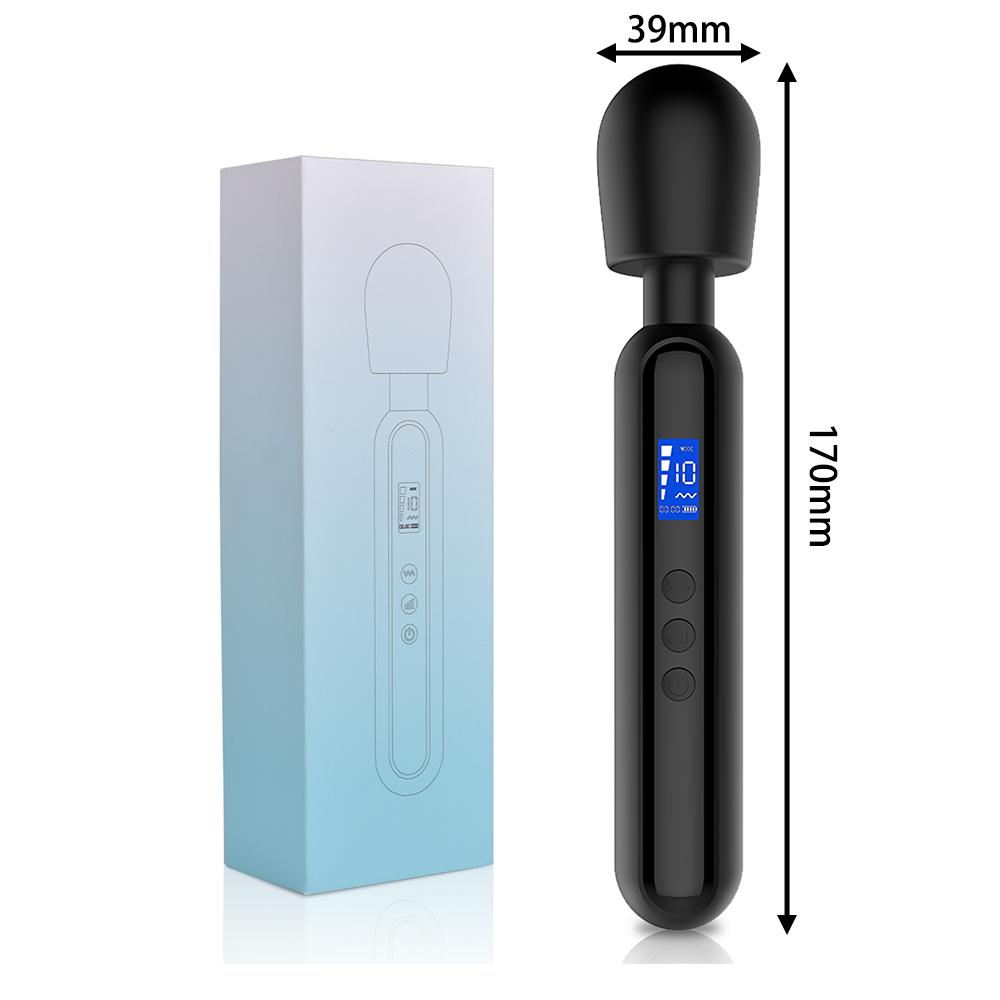Waterproof Silicone Multi-Functional Massage Stick with LCD Display 10 Frequencies 4 Speeds Vibrator for Women Sexy Toy