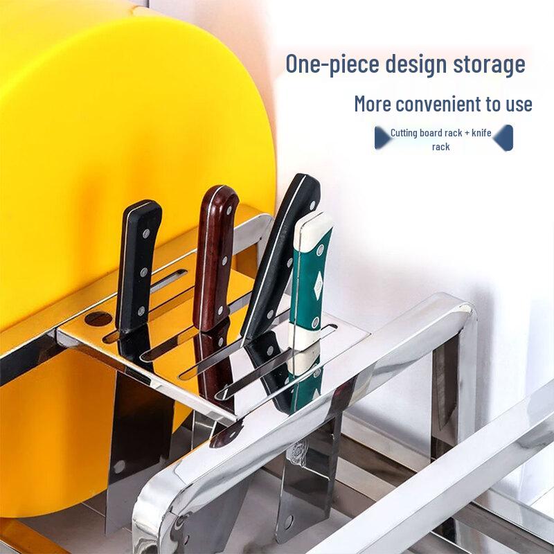 HPMILY Thickened Stainless Steel Cutting Board & Knife Rack with Wheels