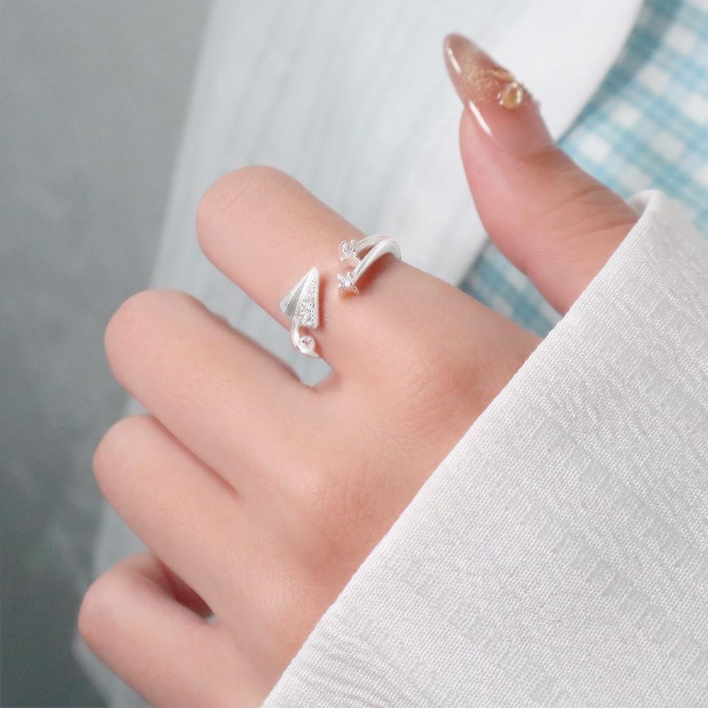 925 Sterling Silver Jewelry Meteor Zircon Crystal Plane Open Finger Rings for Women Wedding Party Jewelry for Girls Friend Gift