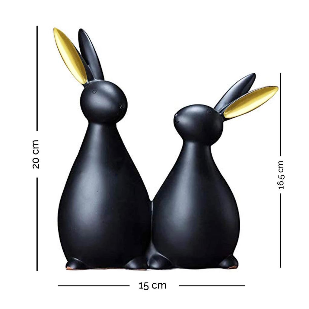 Resin Rabbit Figurines for Home Decoration (Pack of 1, Black)