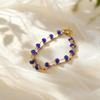 Boho Blue Crystal Beads Bracelets for Women Double Layer Thin Link Stainless Steel Bracelet Fashion Elegant Jewelry Gifts