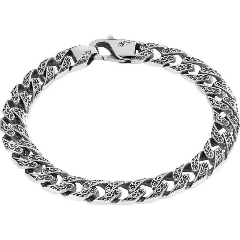 

Unisex Chunky Rattan Pattern Bracelet: Versatile Thai Silver Retro Distressed Jewelry 18cm Rattan Pattern Bracelet