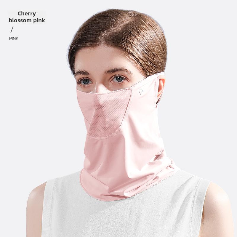 Women's Summer Cycling Sun Protection Ice Silk Mask with Ear Loops and Neck Coverage - XTJ27