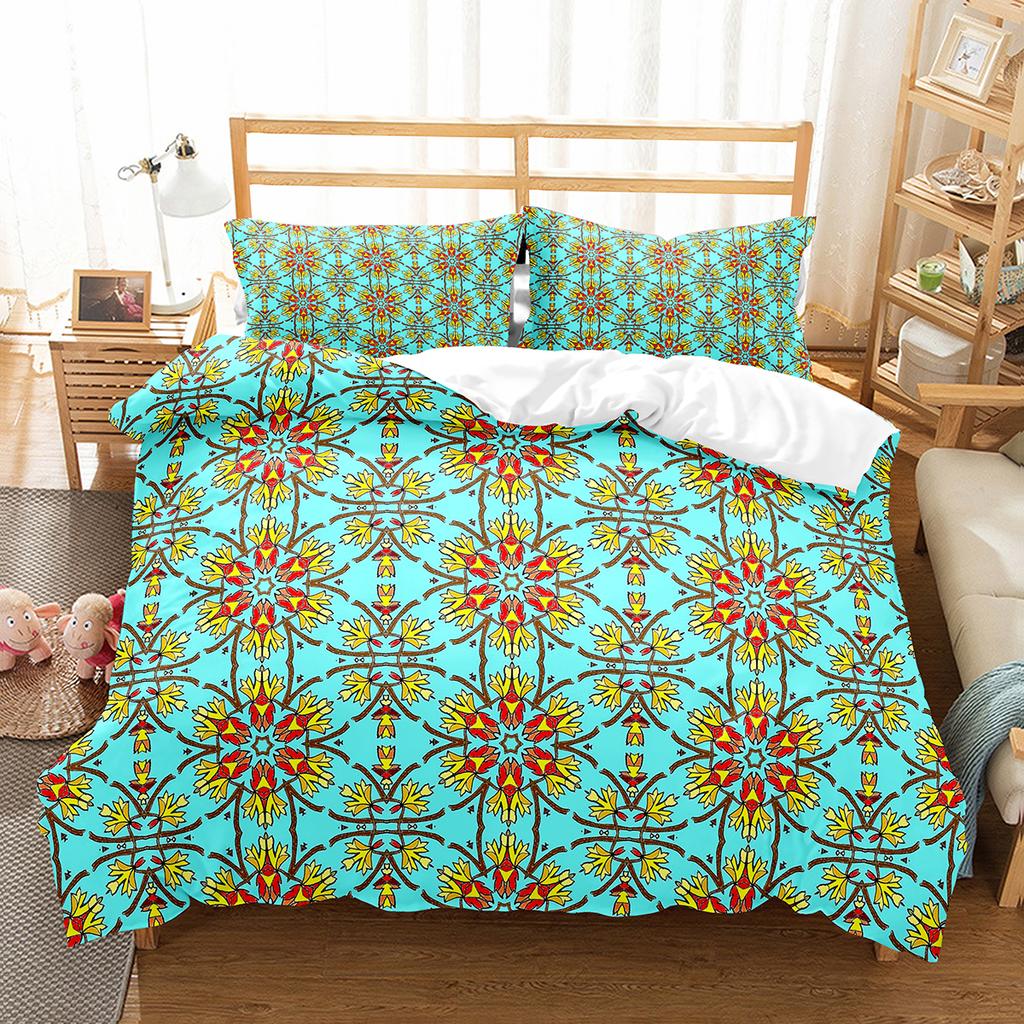Bohemia Geometric Duvet Cover Queen For Kids Adult Room Microfiber Mandala Comforter Cover Floral Folk Art Abstract Bedding Set