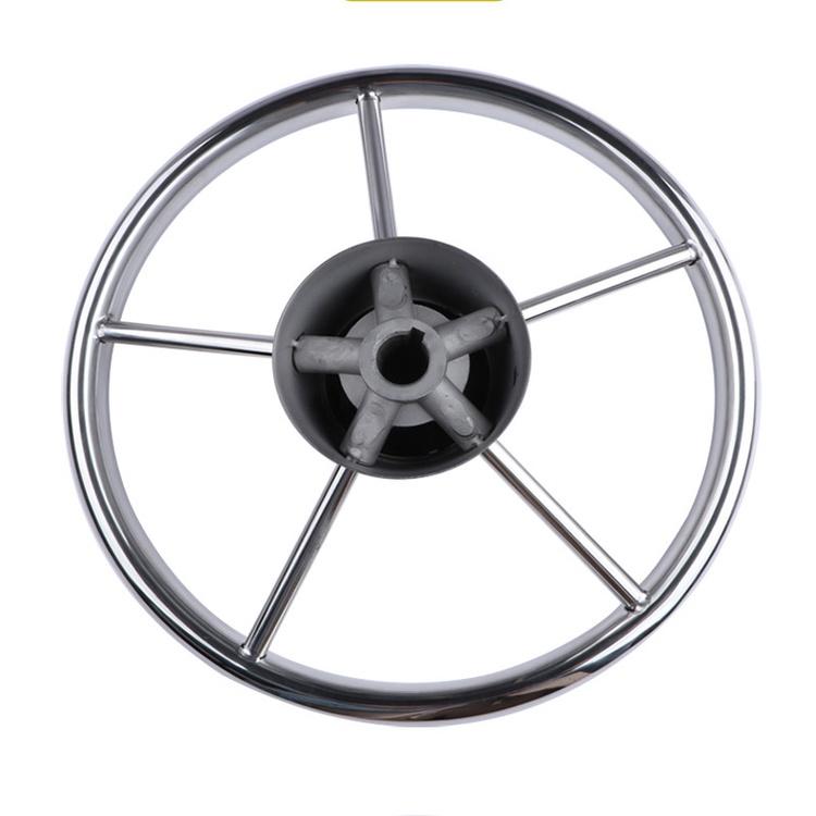 5-Spoke 11-13.5 Inch Stainless Boat Steering Wheel with Knob Stainless Marine Steering Wheel
