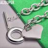 925 Sterling Silver Simple Heart Side Chain Beautiful Bracelet Gift Jewelry