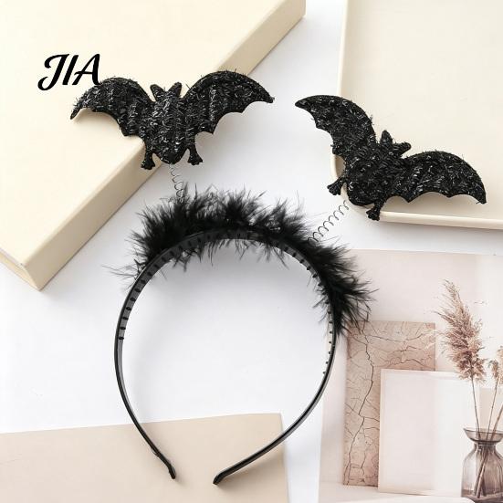 Costume Headpiece for Adults Teens Halloween Headbands, Black Spider Bat Headband, Glitter Fluffy Hair Hoop Headwear Theme Dance Women, Teens,